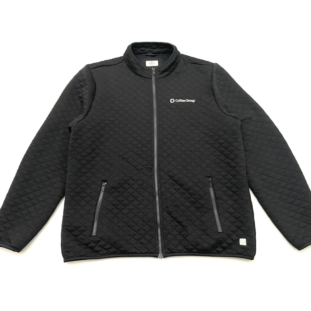 Marine Layer Men's Corbet Full Zip Jacket XXL Black Quilted Zip Pockets Vegan